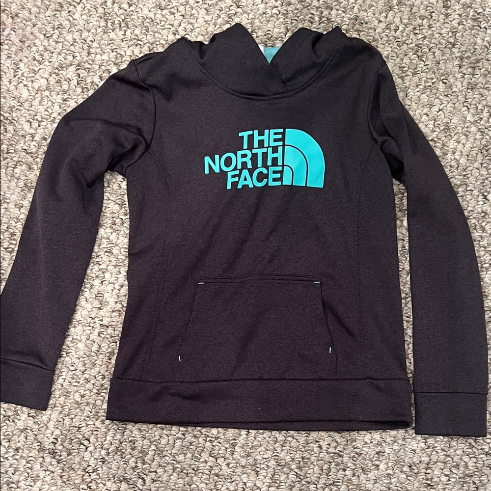 The North Face Black Hoodie with Teal Logo